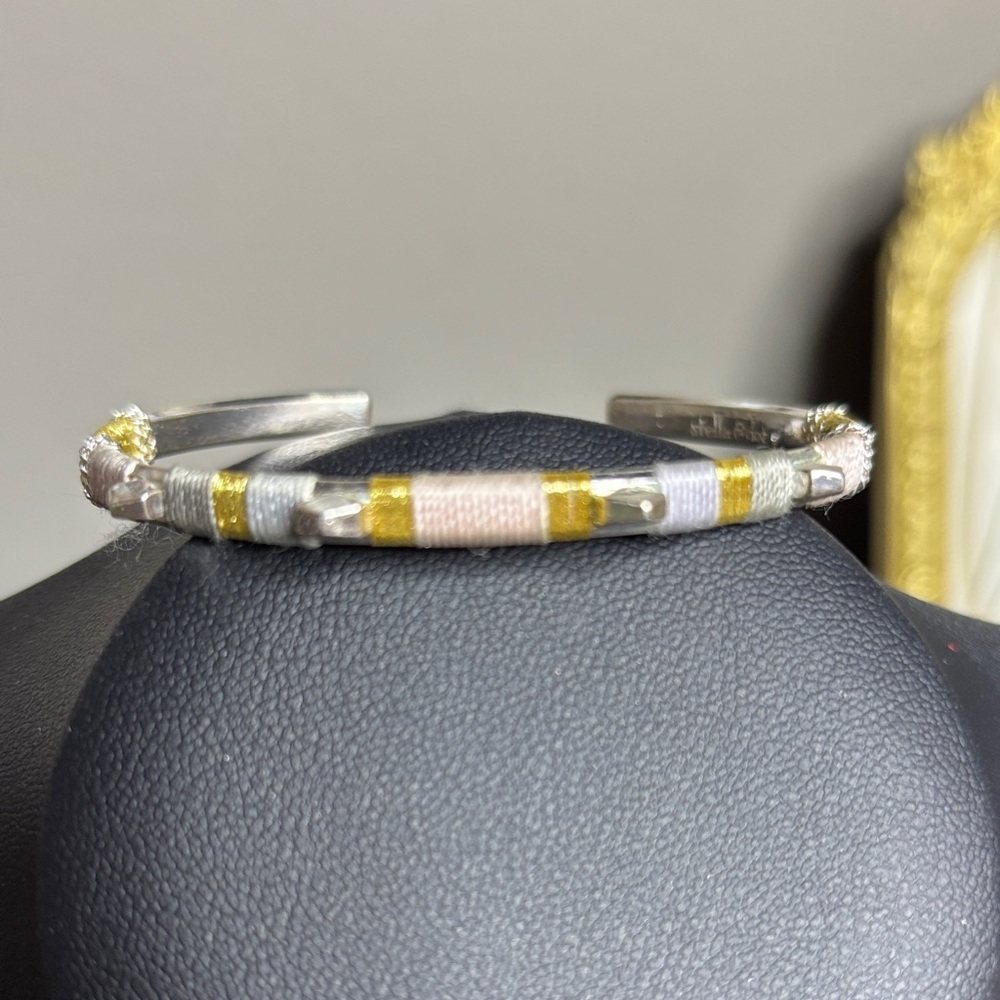 Stella & Dot Dainty Pastel Silver Tone Cuff Bracelet